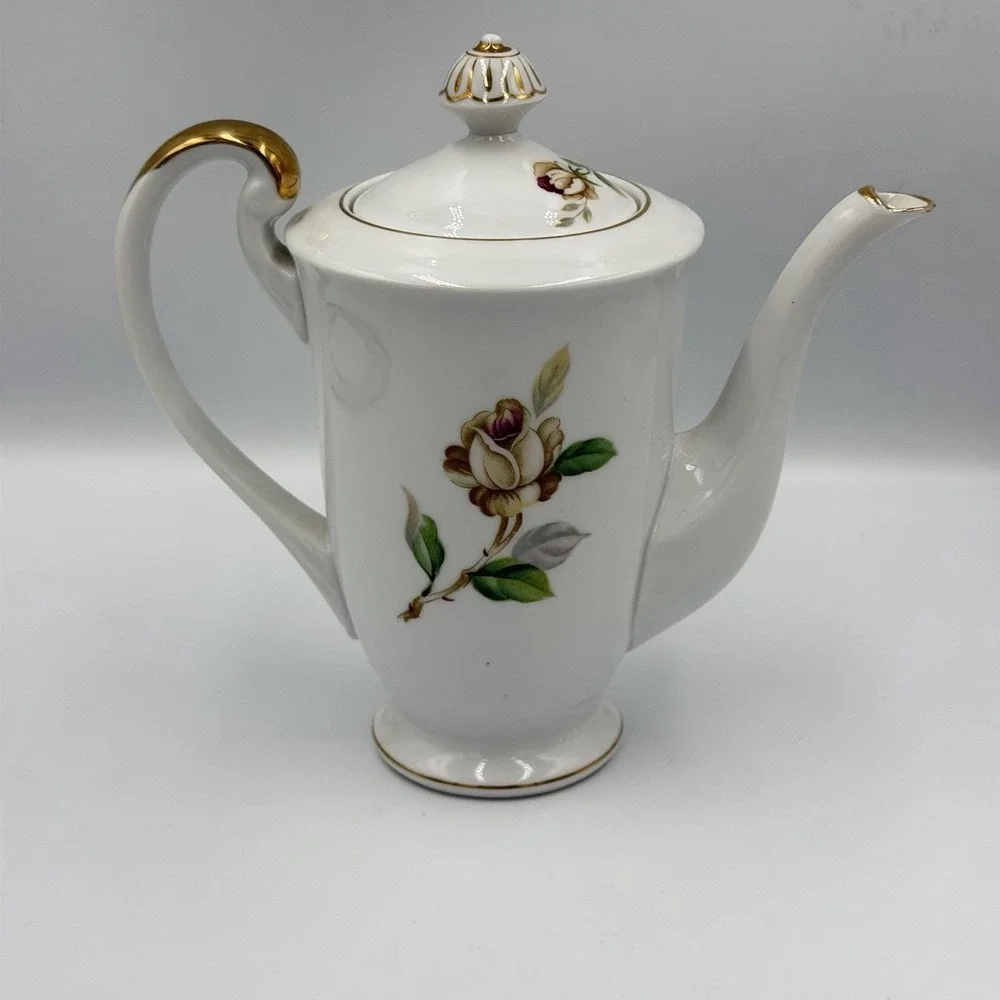 Lynmore Golden Rose Fine China Mini Coffee Pot And Lid